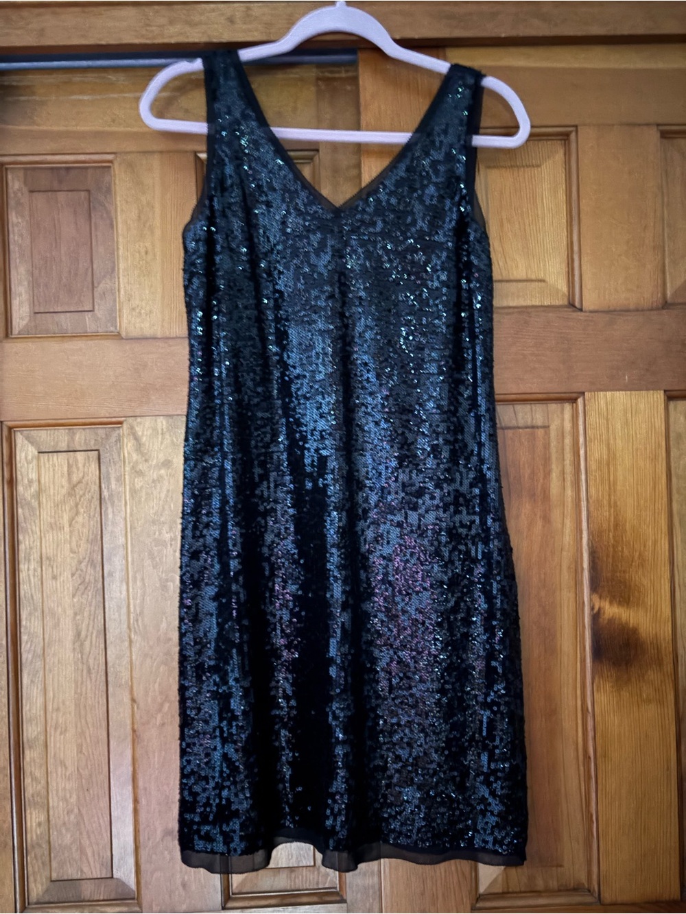 Talbots Black Sequin V-Neck Mini Dress